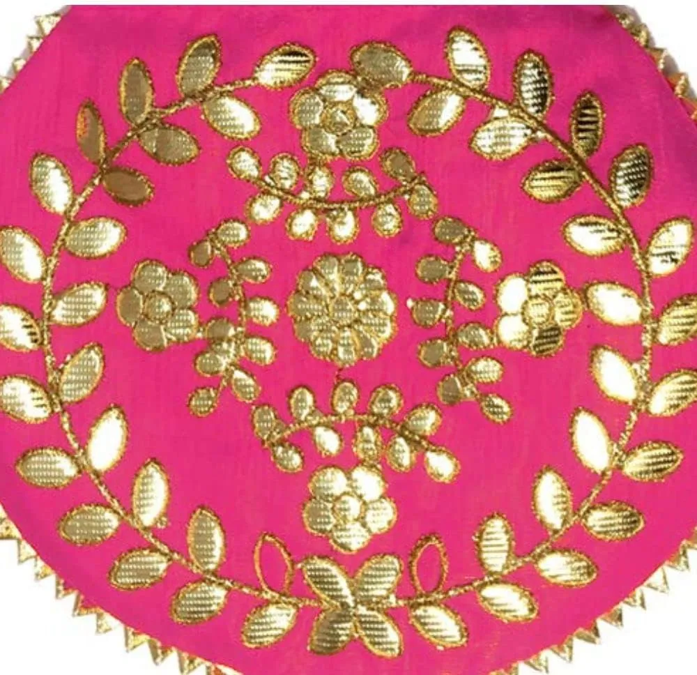 Gotta Patti Potli Bag-Jewelry Pouch Gift Bag Coin Purse Handmade Embroidered Gotta Patti Work Elegant Traditional Indian Clutch for Weddings Ethnic Wear Party Gift Bag (H*L:9 * 9.5 Inch)