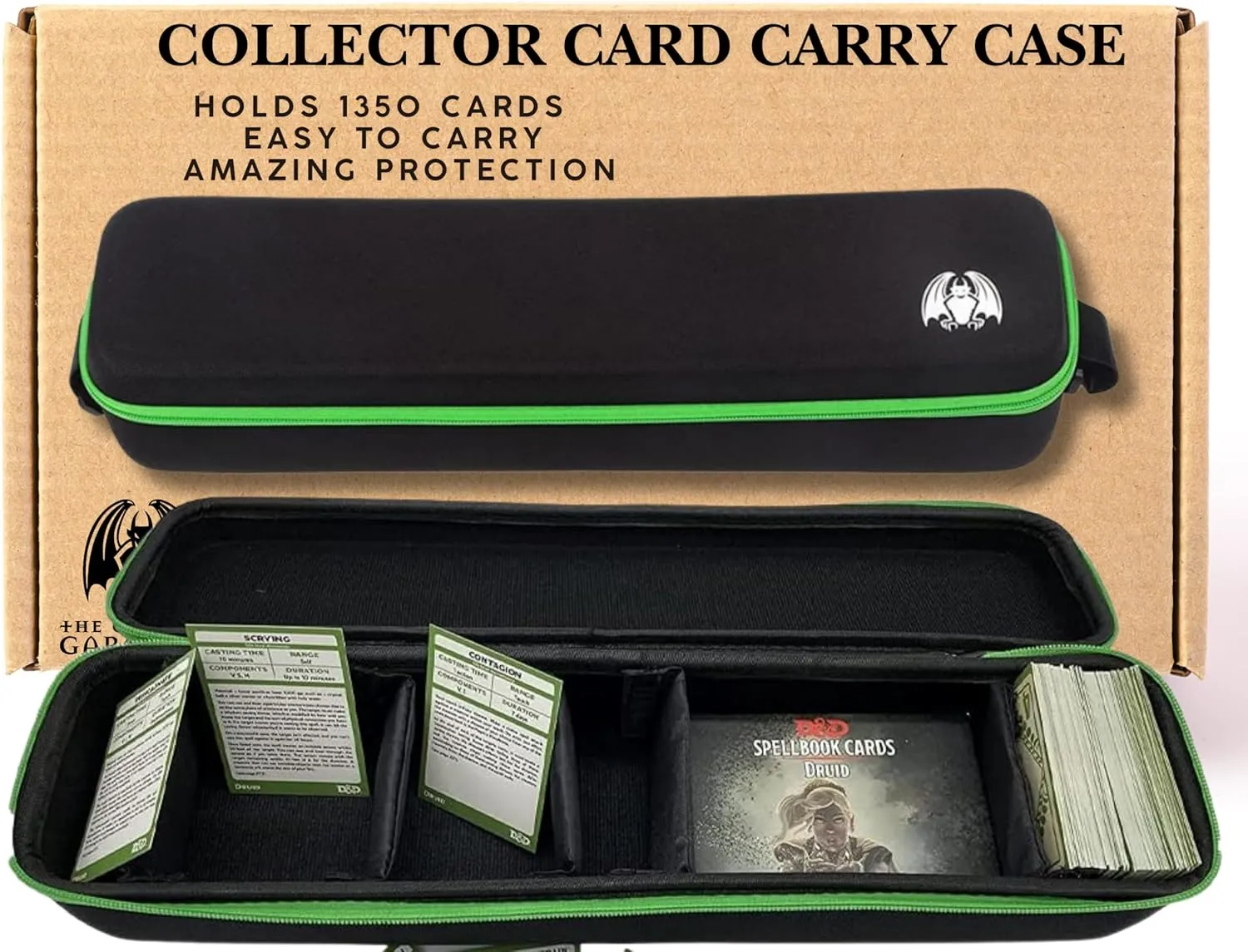 Grinning Gargoyle Collector Card Carry Case with Wrist and Shoulder Strap - Premium Portable Card Game Travel Case - Holds up to 1350 Cards or Multiple MTG Deck Box - Organise and Protect (Black)