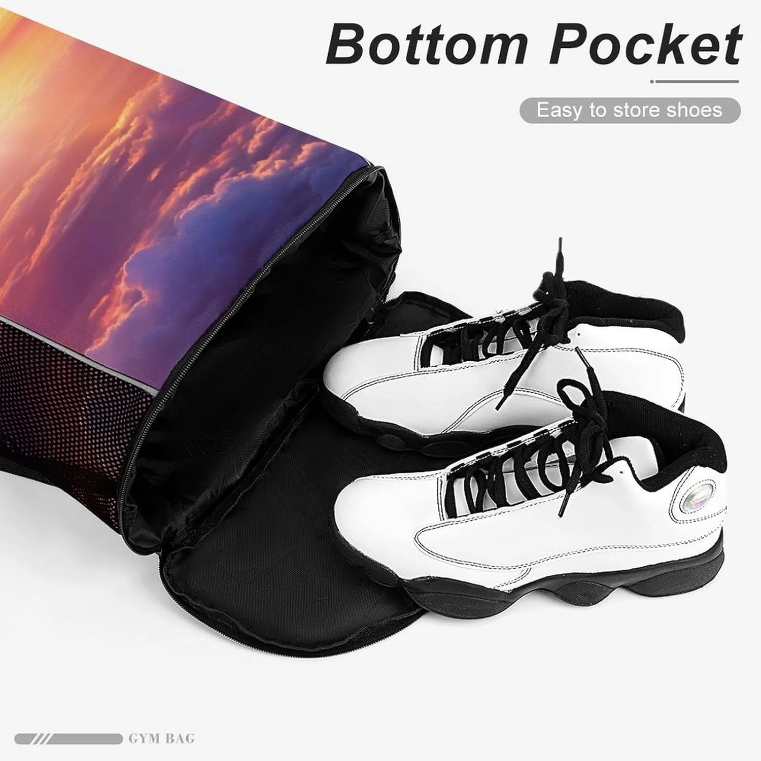 Gym Bag for Women Men Beautiful Sunrise Over CloudsTravel Duffel Bag Large Capacity Sports Drawstring Backpack, 45.5x41.5x36cm, Style-3, JJ0529240