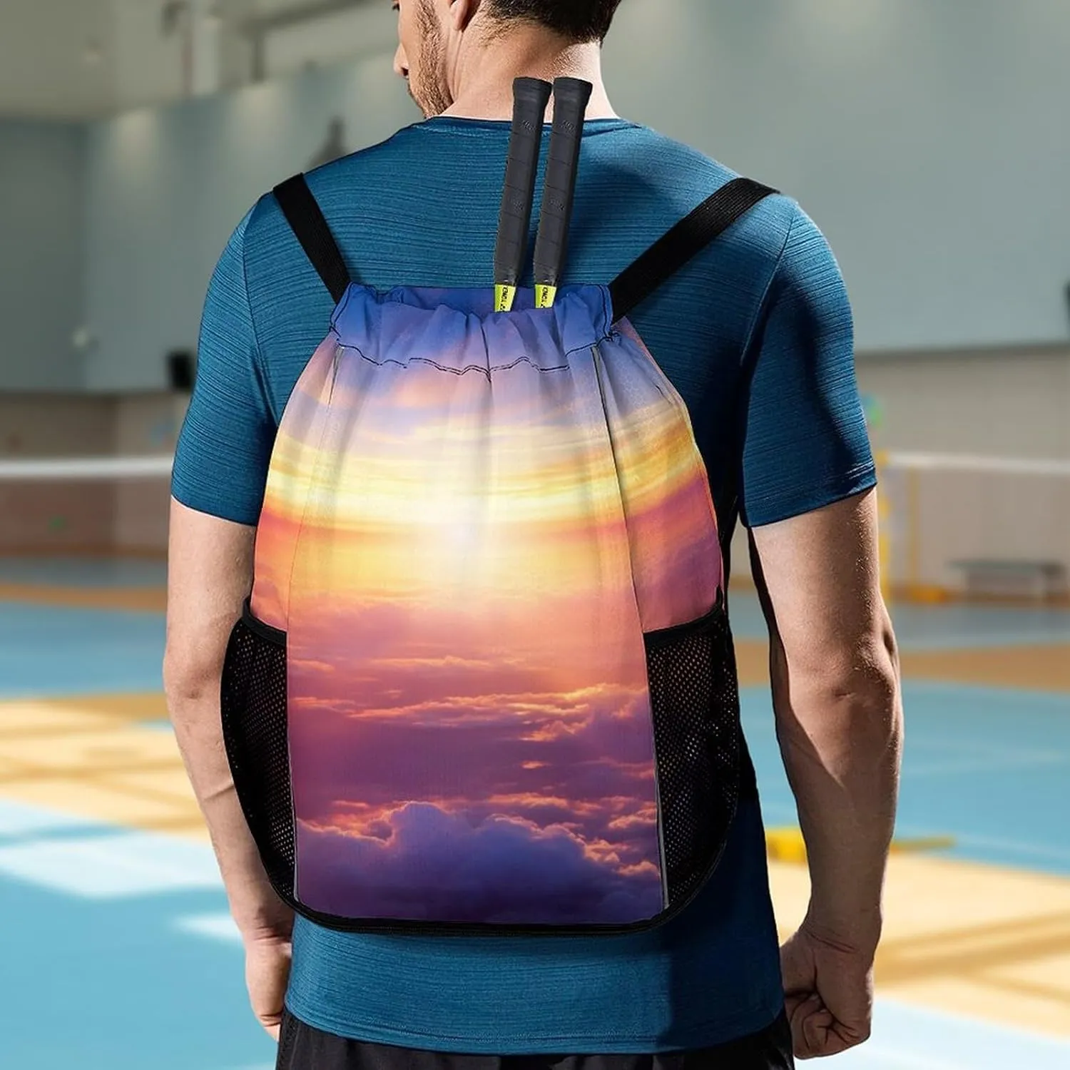 Gym Bag for Women Men Beautiful Sunrise Over CloudsTravel Duffel Bag Large Capacity Sports Drawstring Backpack, 45.5x41.5x36cm, Style-3, JJ0529240