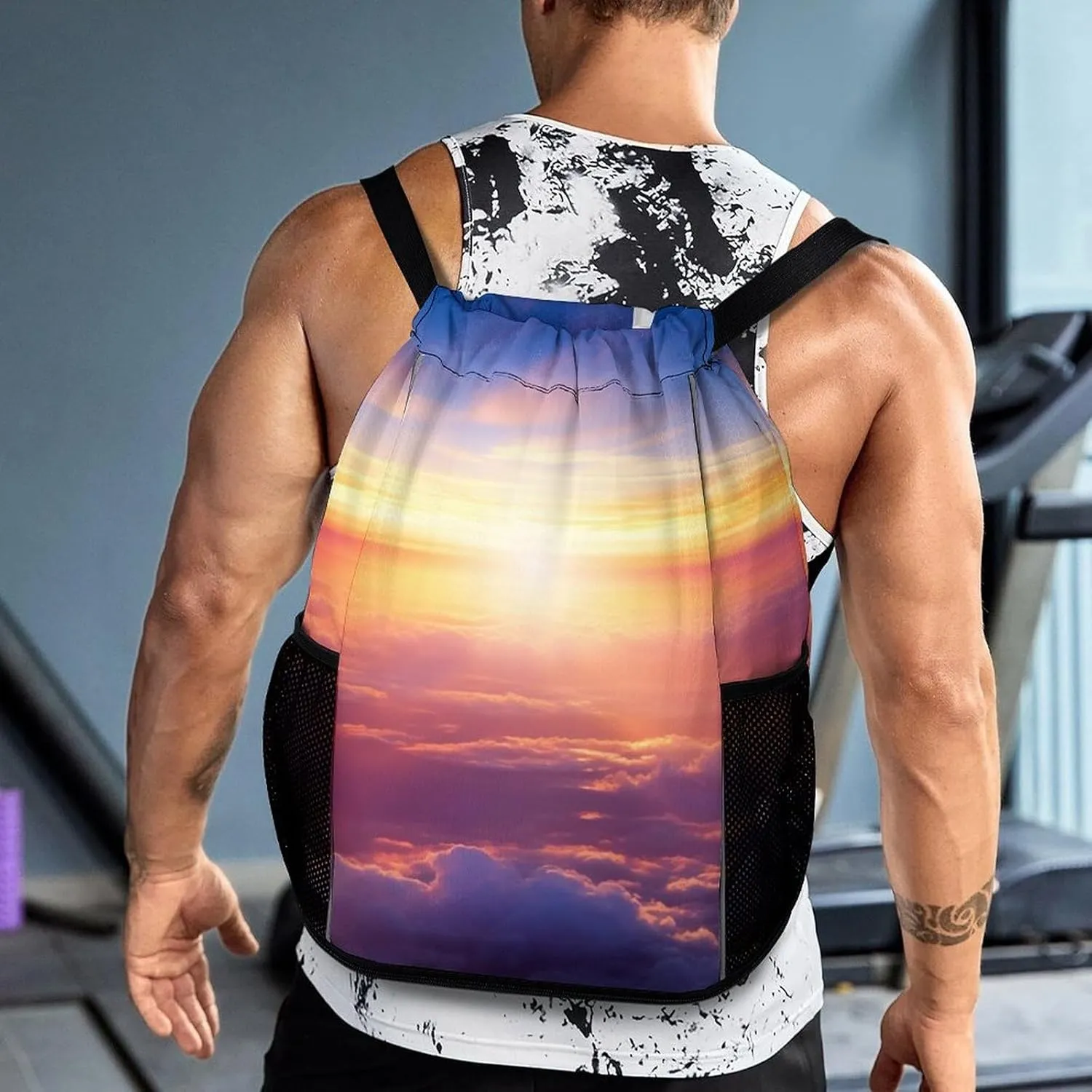Gym Bag for Women Men Beautiful Sunrise Over CloudsTravel Duffel Bag Large Capacity Sports Drawstring Backpack, 45.5x41.5x36cm, Style-3, JJ0529240
