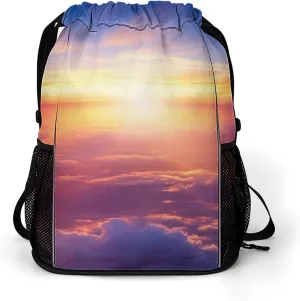 Gym Bag for Women Men Beautiful Sunrise Over CloudsTravel Duffel Bag Large Capacity Sports Drawstring Backpack, 45.5x41.5x36cm, Style-3, JJ0529240
