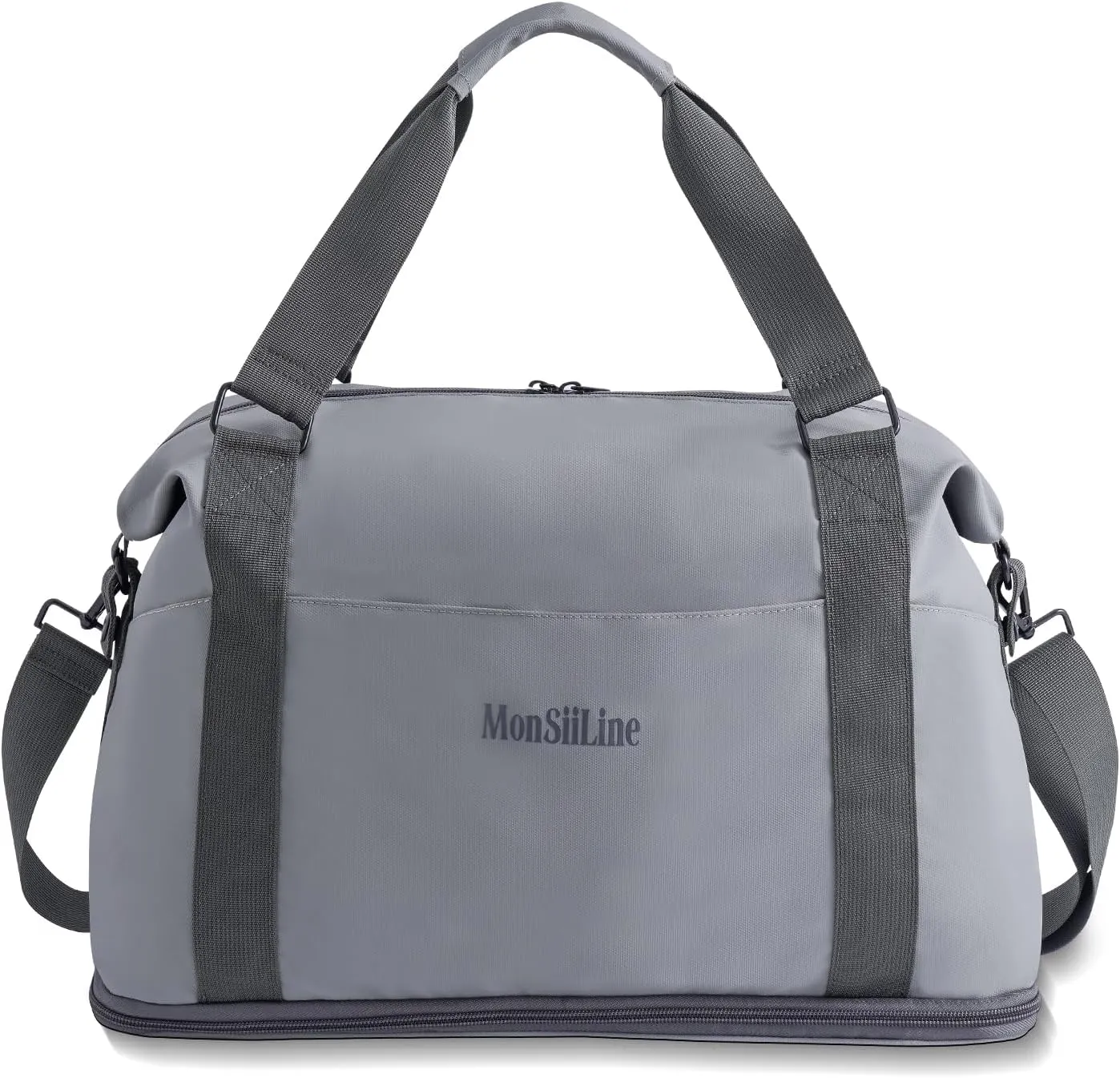 Gym Bag for Women Men with Shoe Compartment Wet Pocket Waterproof Durable Travel Duffel Bag for Sports Gym Swimming Yoga Flight Weekend Overnight Carry on Tote Bag (Gray)