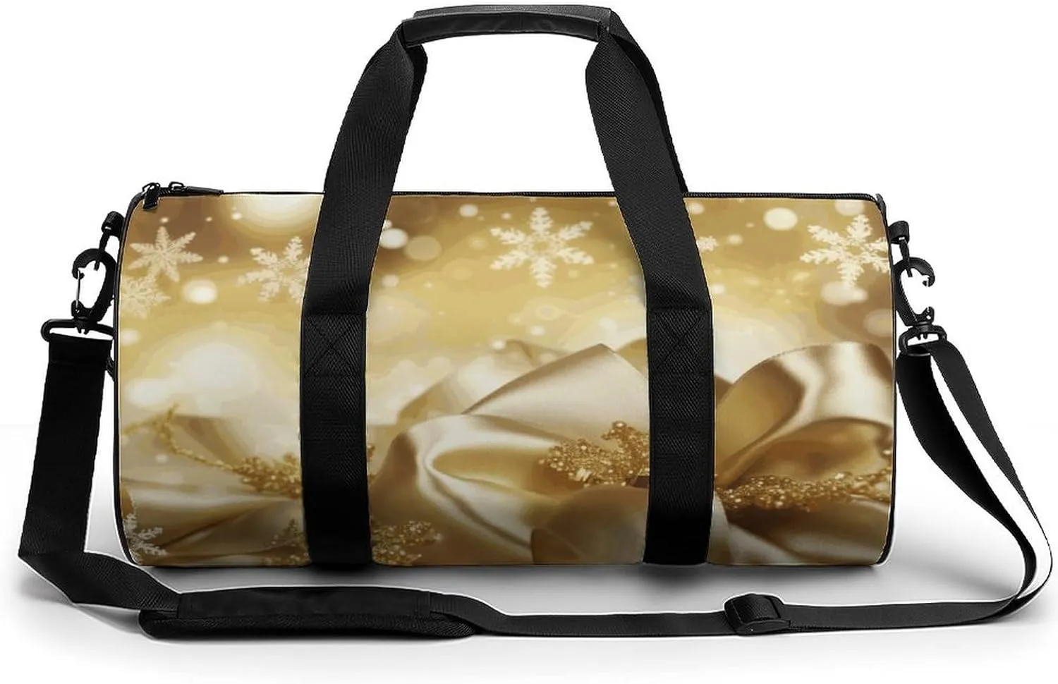 Gym Bags Small Gold Silk Christmas Duffel Bag Overnight Bag with Shoe Compartment Carryon Bag for Men Women