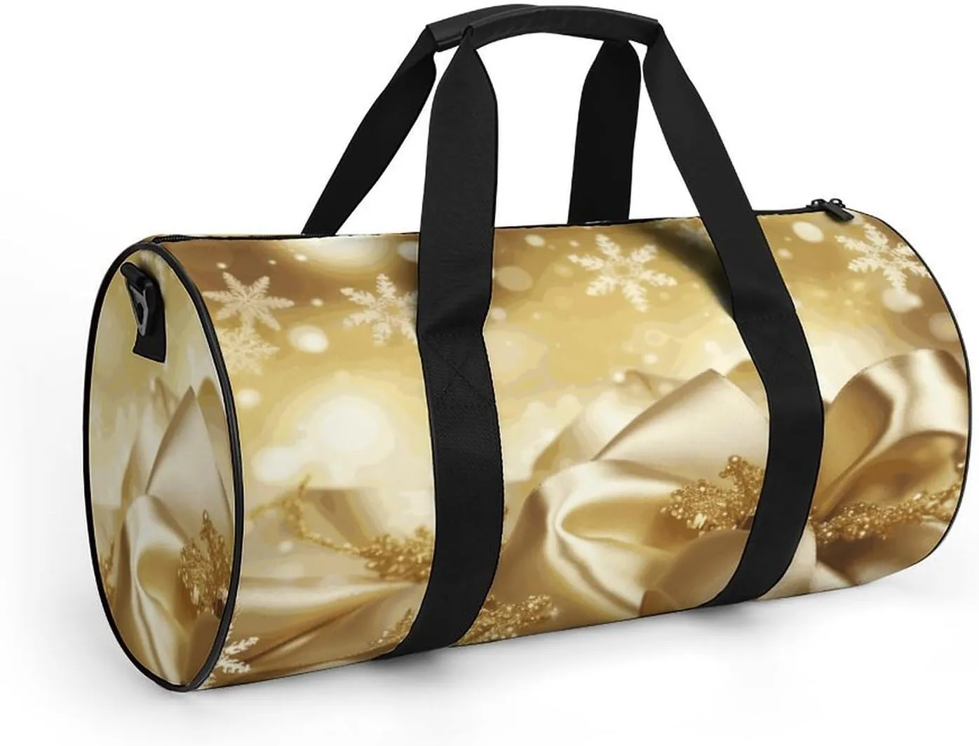 Gym Bags Small Gold Silk Christmas Duffel Bag Overnight Bag with Shoe Compartment Carryon Bag for Men Women