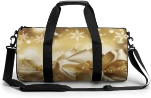 Gym Bags Small Gold Silk Christmas Duffel Bag Overnight Bag with Shoe Compartment Carryon Bag for Men Women