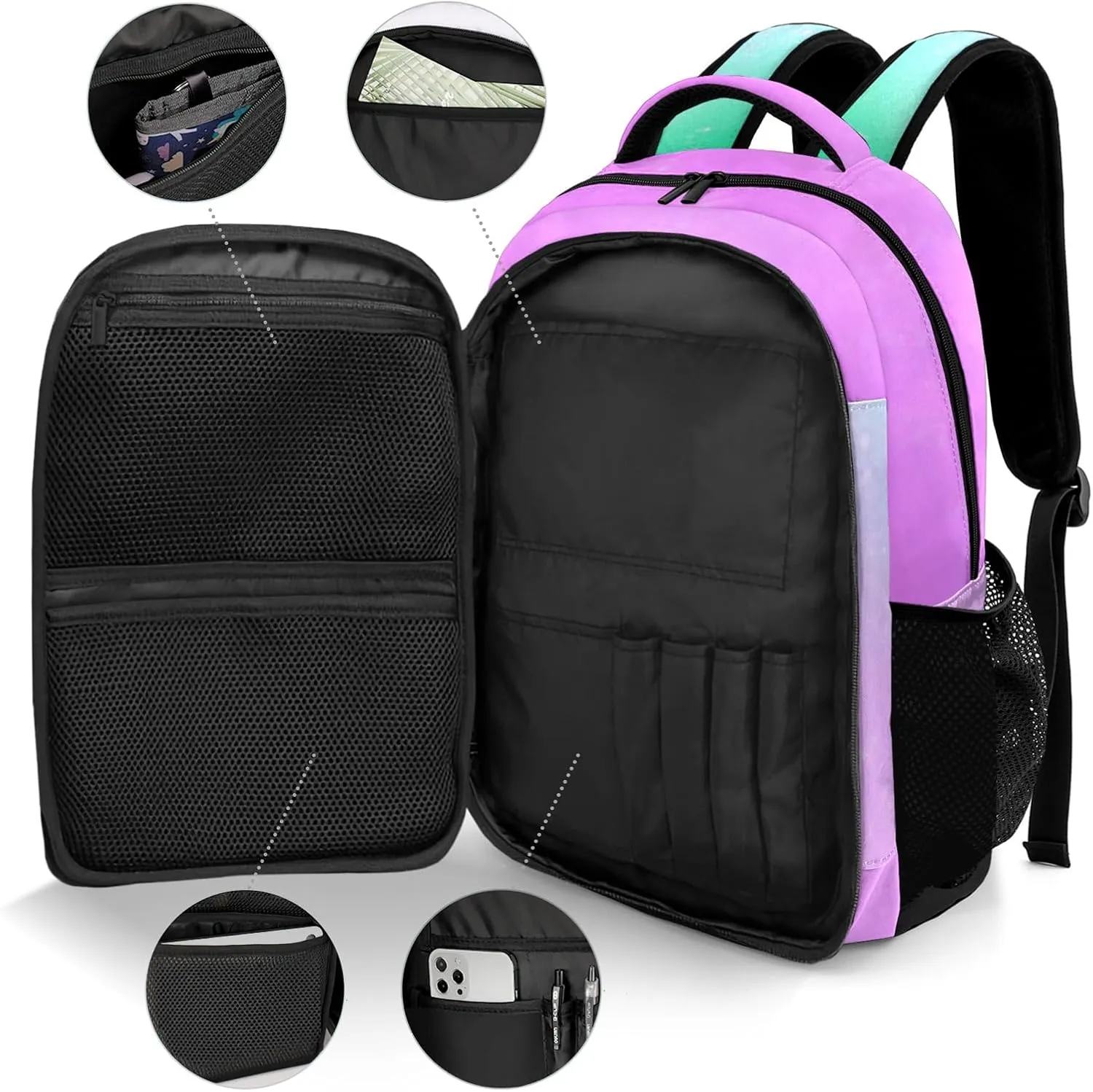 Gymnastics Leap Purple Laptop Bag Daypack Custom Backpack School Multifunctional Laptop Bag for Travel Camping Gift