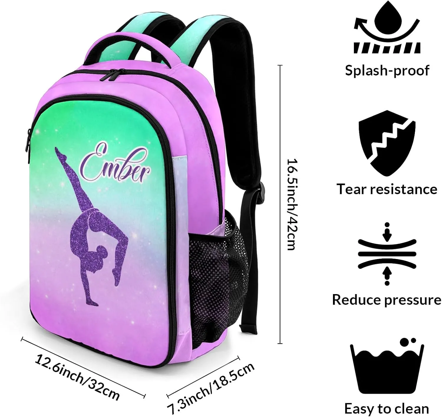 Gymnastics Leap Purple Laptop Bag Daypack Custom Backpack School Multifunctional Laptop Bag for Travel Camping Gift