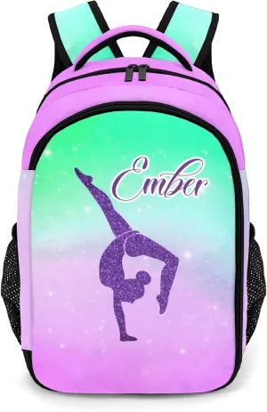 Gymnastics Leap Purple Laptop Bag Daypack Custom Backpack School Multifunctional Laptop Bag for Travel Camping Gift