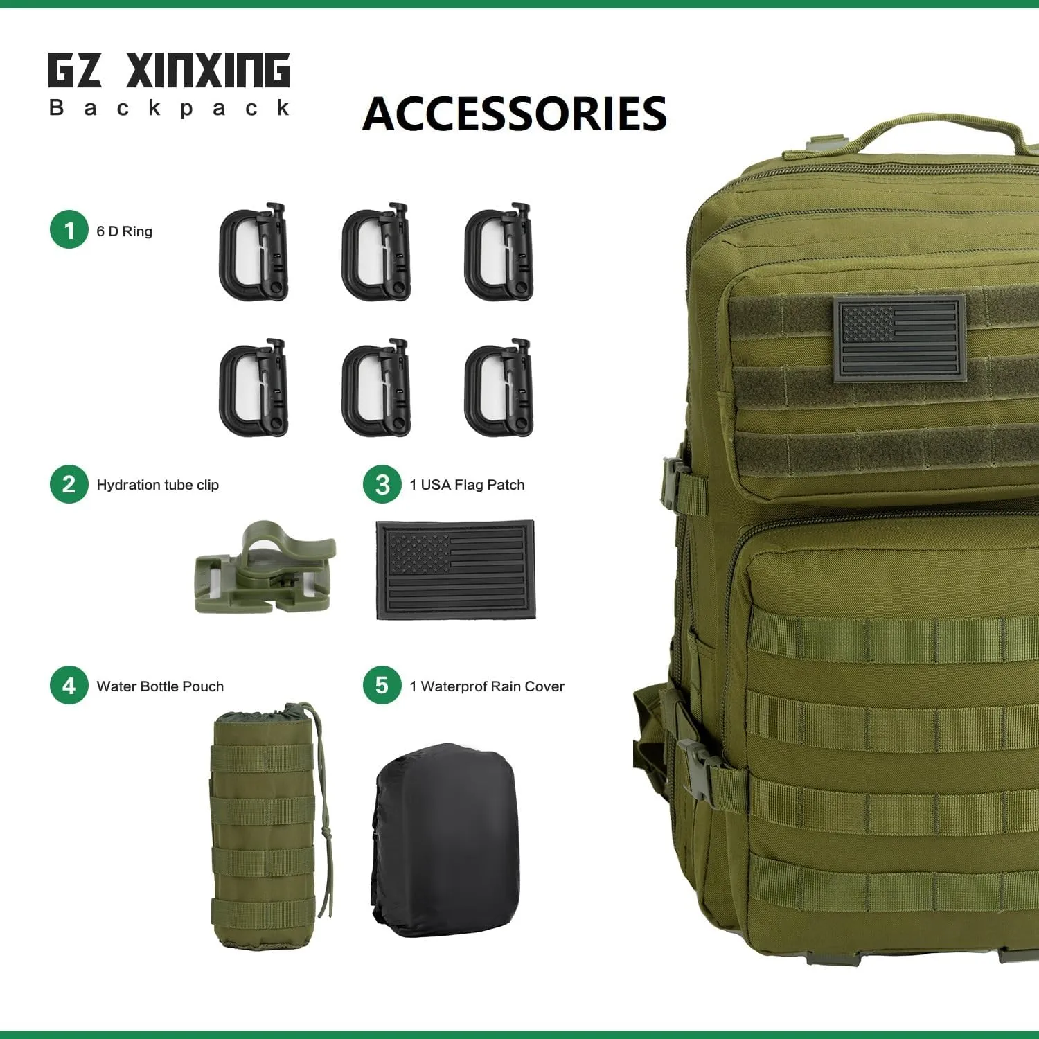 GZ XINXING Military Tactical Backpack Army 3 Day Assault Pack Molle Bug out Bag Backpacks For Men