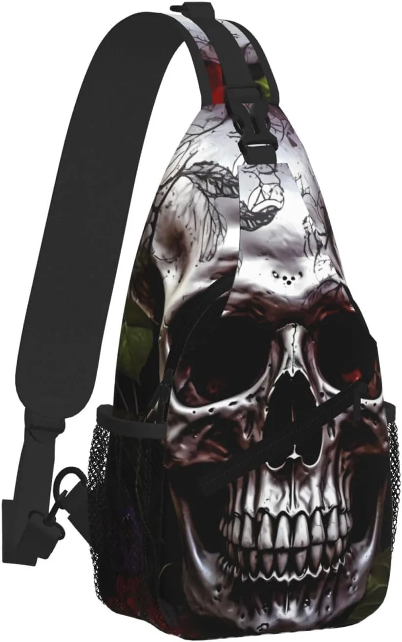 Halloween Skull Print Cross Chest Bag Diagonally For Short-Distance Travel And Daily Use