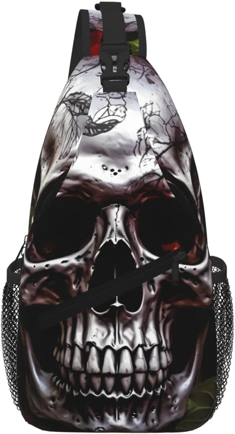 Halloween Skull Print Cross Chest Bag Diagonally For Short-Distance Travel And Daily Use