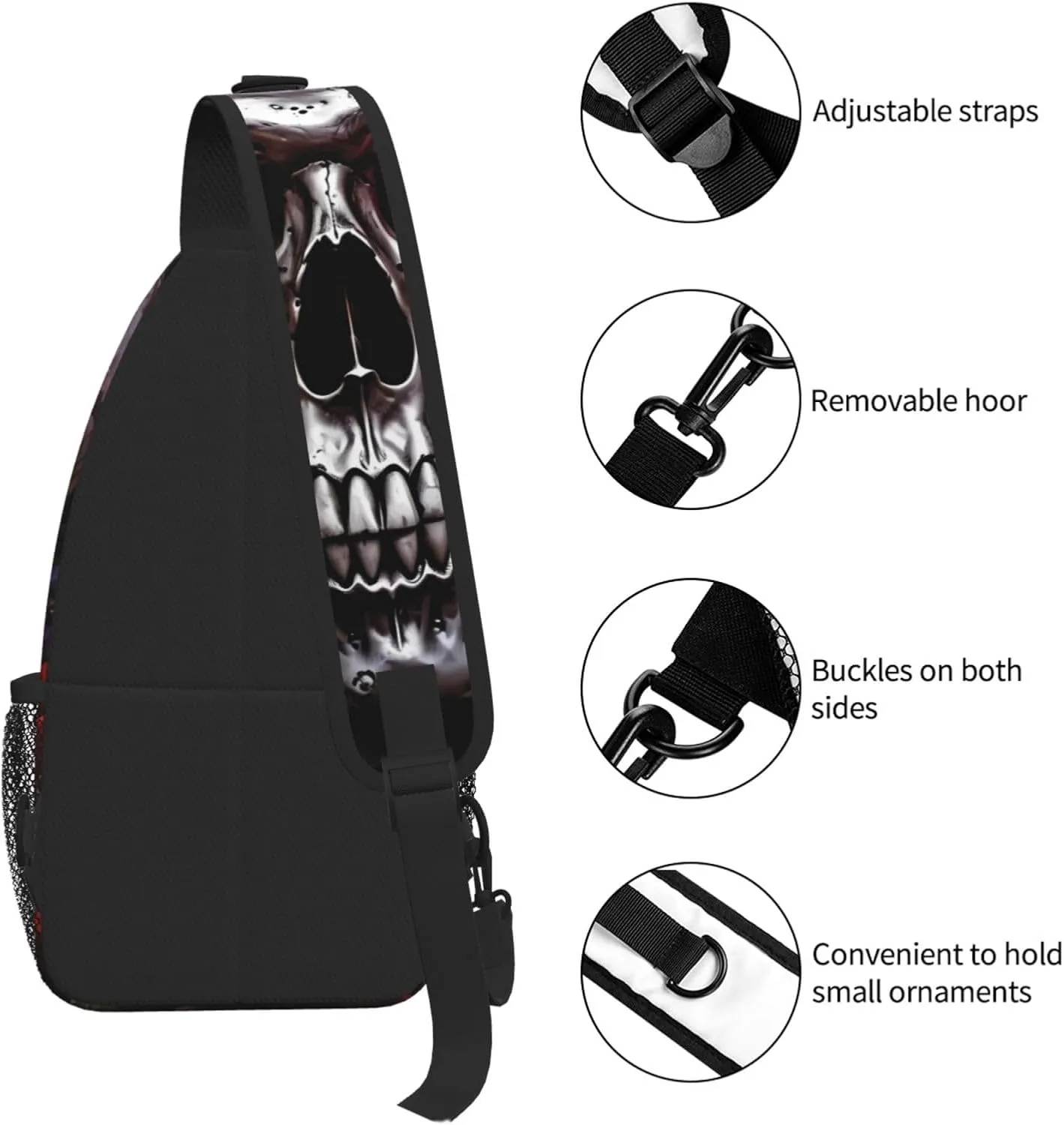 Halloween Skull Print Cross Chest Bag Diagonally For Short-Distance Travel And Daily Use
