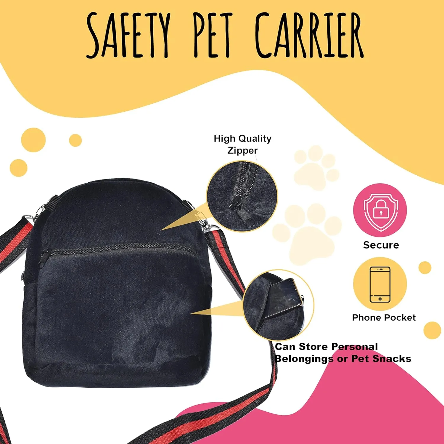 Hamster Carrier Bag, Upgraded Small Animal Bonding Soft Hedgehog Pouch Portable Outgoing Travel Bag with Adjustable Strap and Breathable Mesh for Squirrel Mice Sugar Glider Etc (Black, L)
