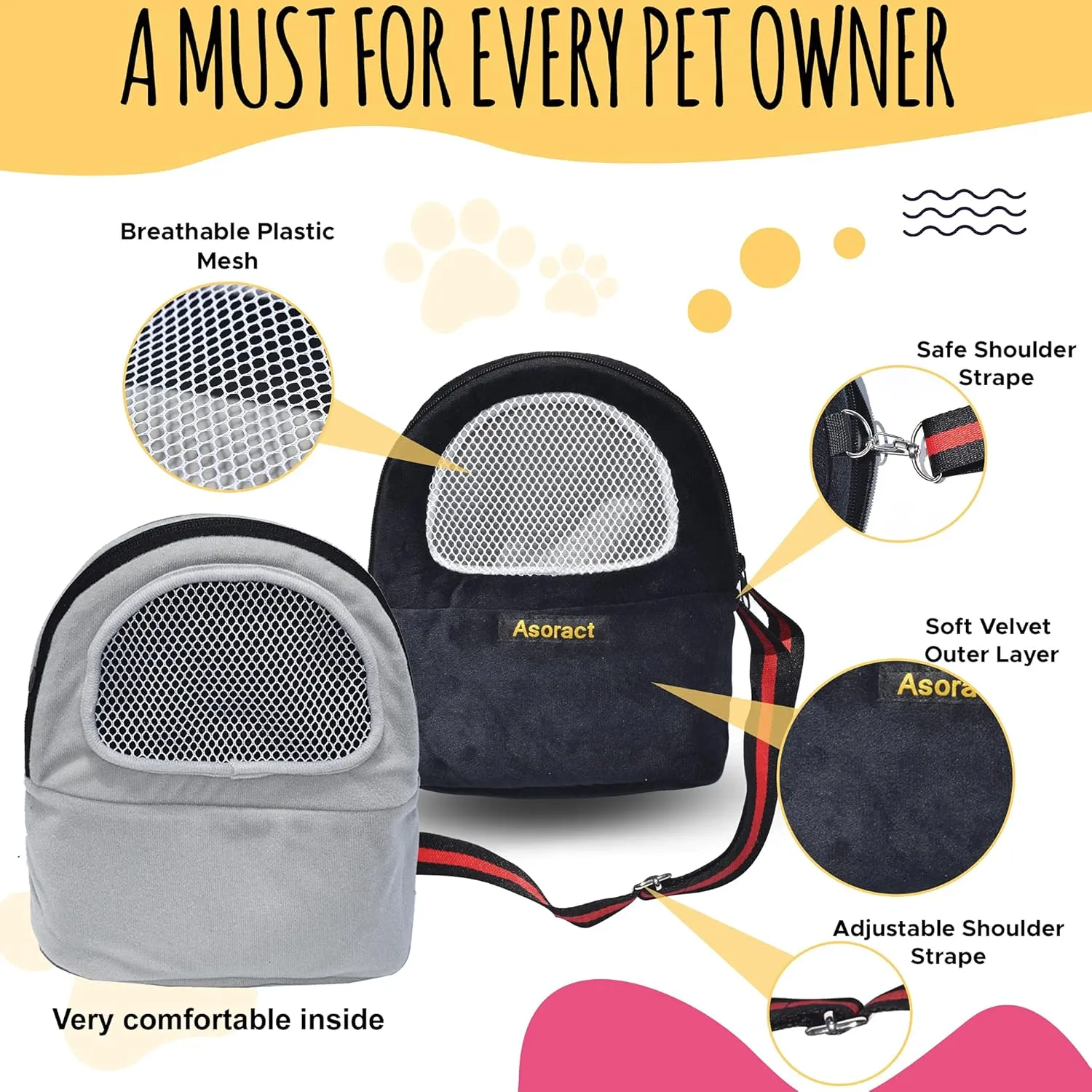 Hamster Carrier Bag, Upgraded Small Animal Bonding Soft Hedgehog Pouch Portable Outgoing Travel Bag with Adjustable Strap and Breathable Mesh for Squirrel Mice Sugar Glider Etc (Black, L)