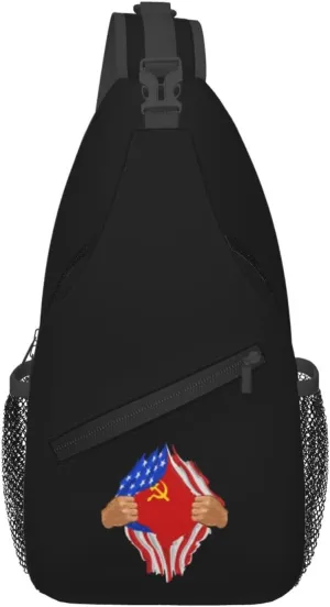Hand Tear Flag Of The Soviet Union Crossbody Bags For Women Men Chest Backpack Gym Shoulder Bag Travel Outdoor Sports Casual Crossbody Bags
