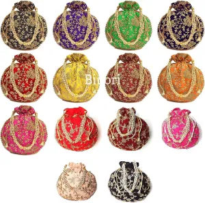 Handicrafts and jewellery Designer Women Potli Bags or Wristlets or rajasthani batwa for Wedding & Parties, Best for gifting (Pack of 50 Potali)