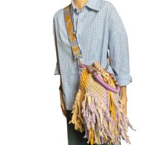 Hannah- Lilac & Turmeric Duo Macrame Bucket Bag