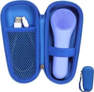Hard Carry Case Compatible with NågraCoola CLIE Sonic Facial Cleansing Brush, Waterproof Case Storage Carrying Holder Fits for Silicone Face Scrubber and Charging Cable (Box Only), Blue