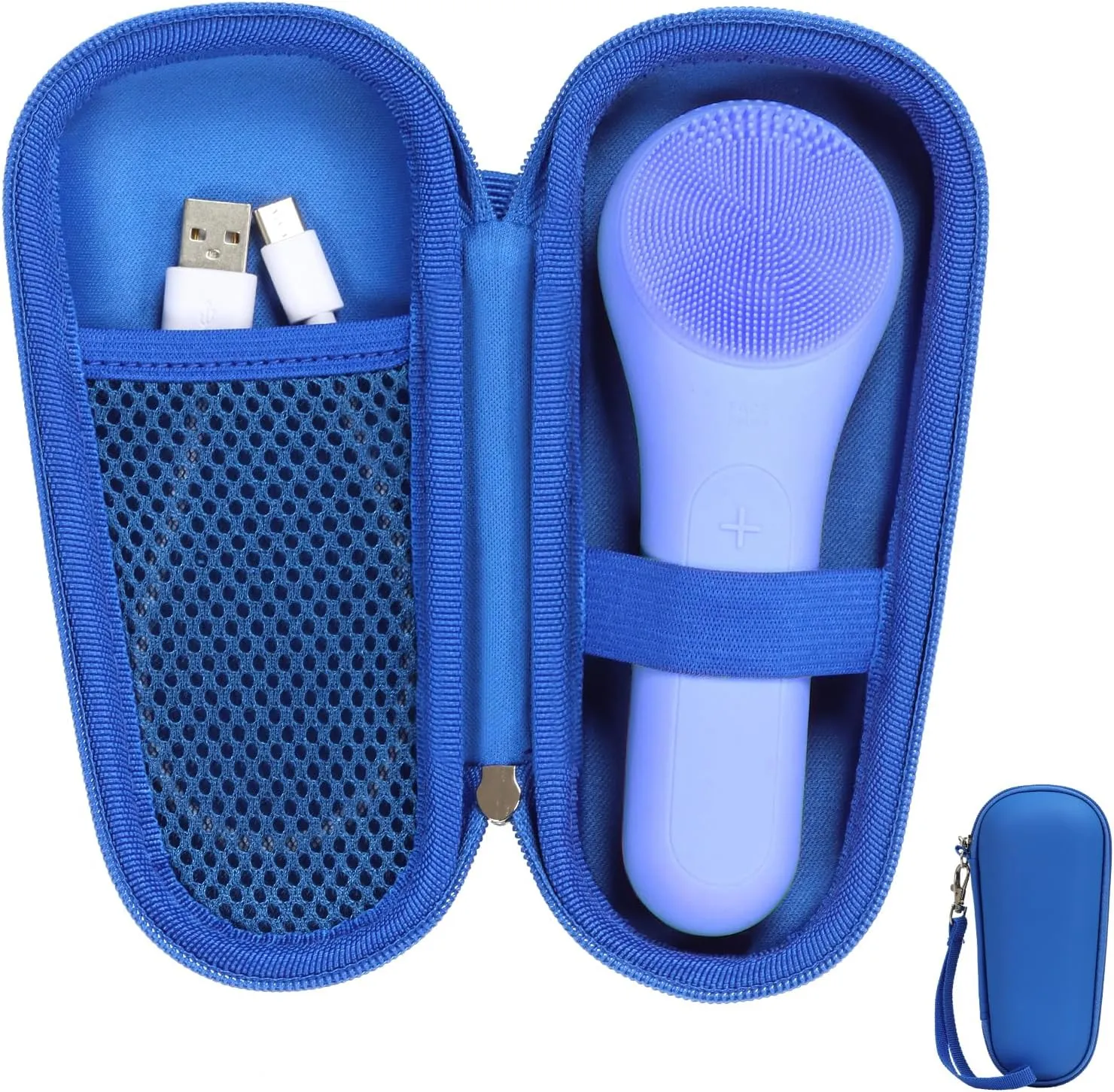 Hard Carry Case Compatible with NågraCoola CLIE Sonic Facial Cleansing Brush, Waterproof Case Storage Carrying Holder Fits for Silicone Face Scrubber and Charging Cable (Box Only), Blue