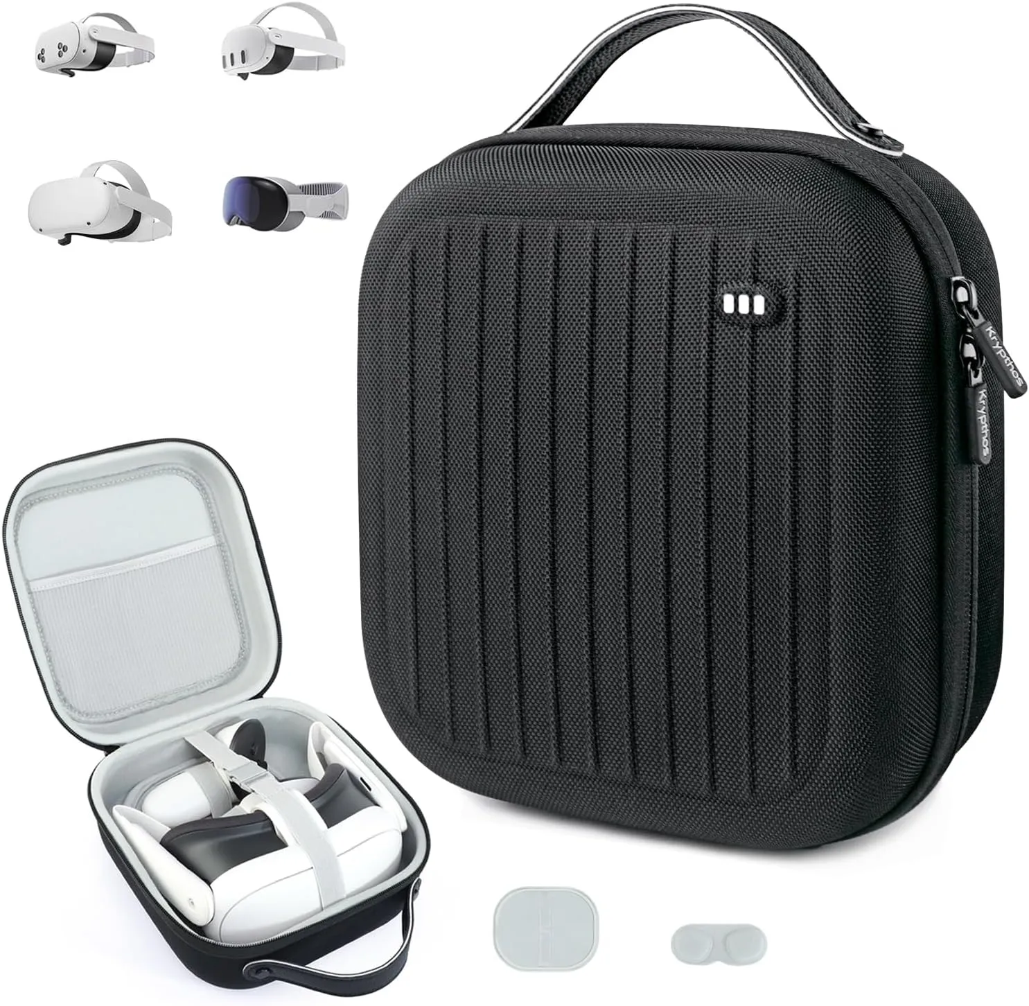 Hard Carrying Case Compatible with Meta Quest 3S/Quest 3/Quest 2/Vision Pro, Portable VR Gaming Headset and Touch Controllers Case with Lens Protector, for Travel and Home Storage (Black)
