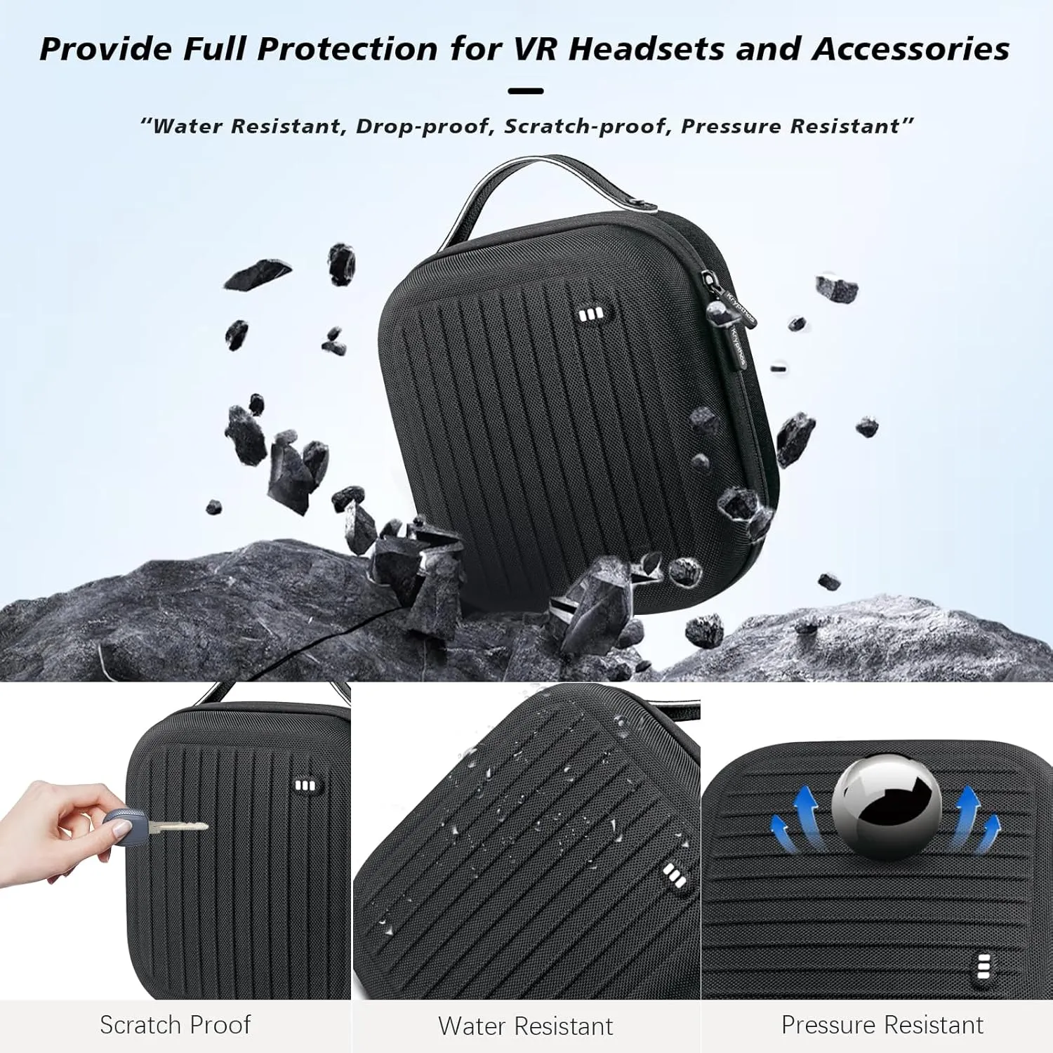 Hard Carrying Case Compatible with Meta Quest 3S/Quest 3/Quest 2/Vision Pro, Portable VR Gaming Headset and Touch Controllers Case with Lens Protector, for Travel and Home Storage (Black)