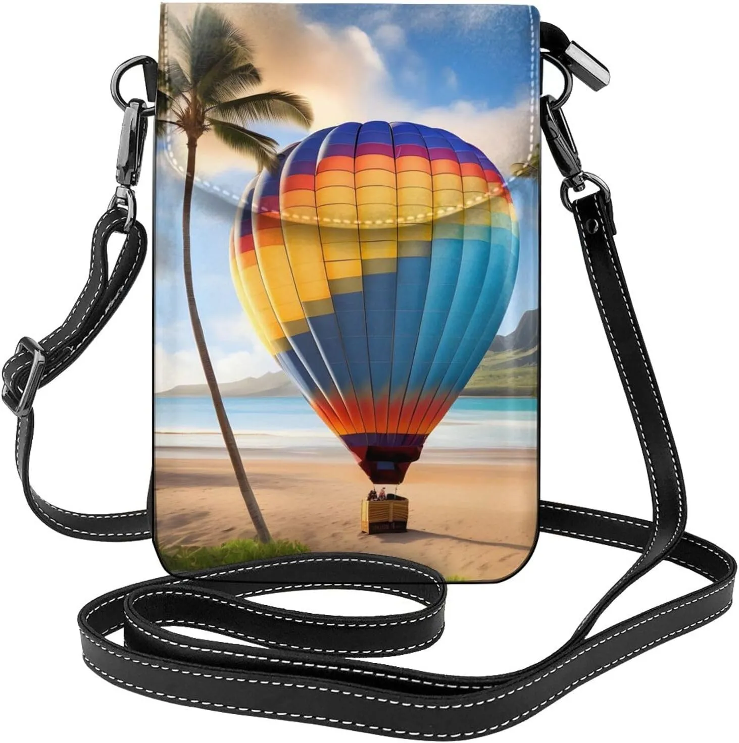 Hawaii Hot Air Balloon Women's crossbody bag, crossbody phone bag, tassel wallet with shoulder strap, best gift for women.