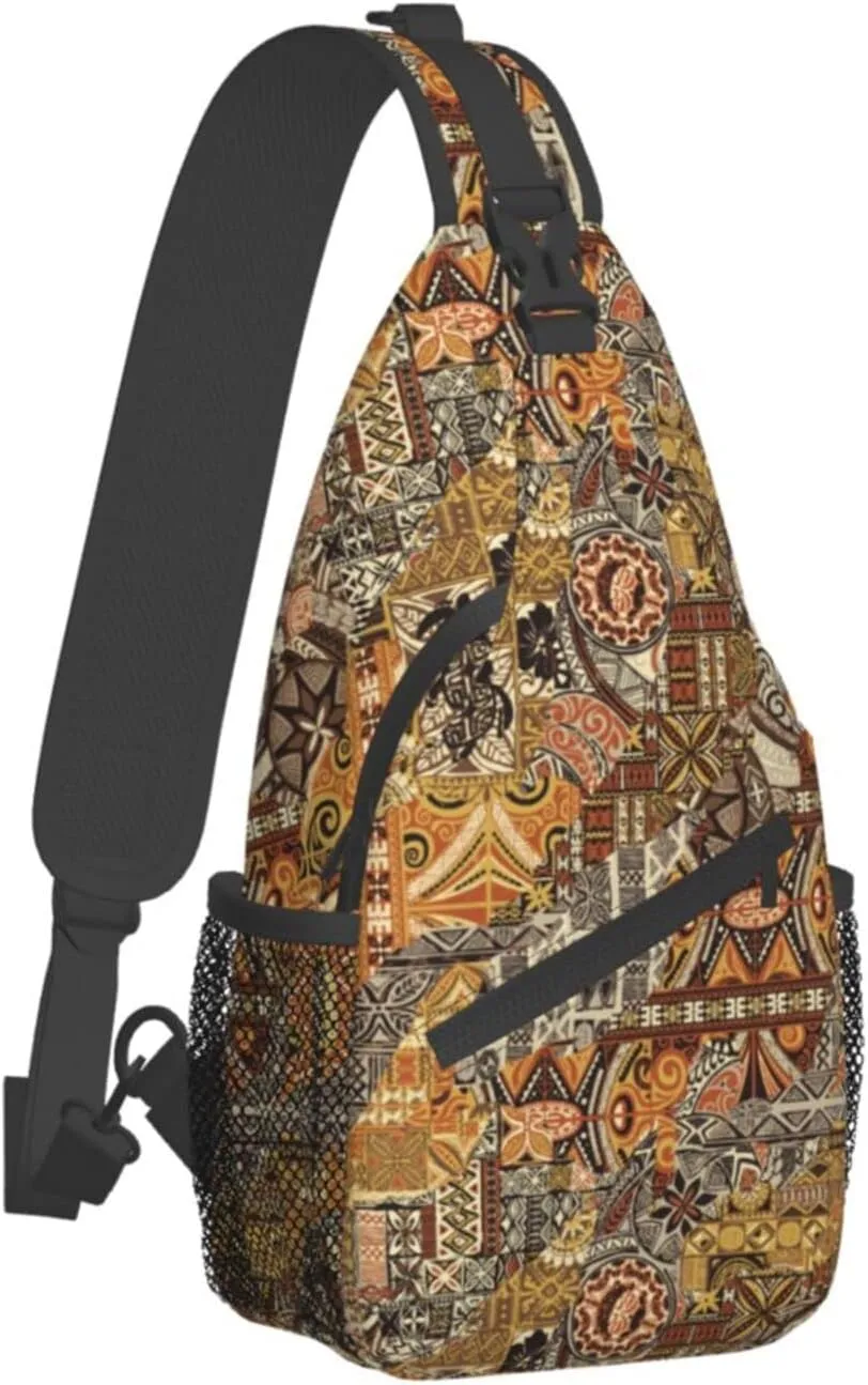 Hawaii Sling Bag Beach Crossbody Chest Daypack Casual Backpack Hawaiian Tribe Shoulder Bag For Travel Picnic