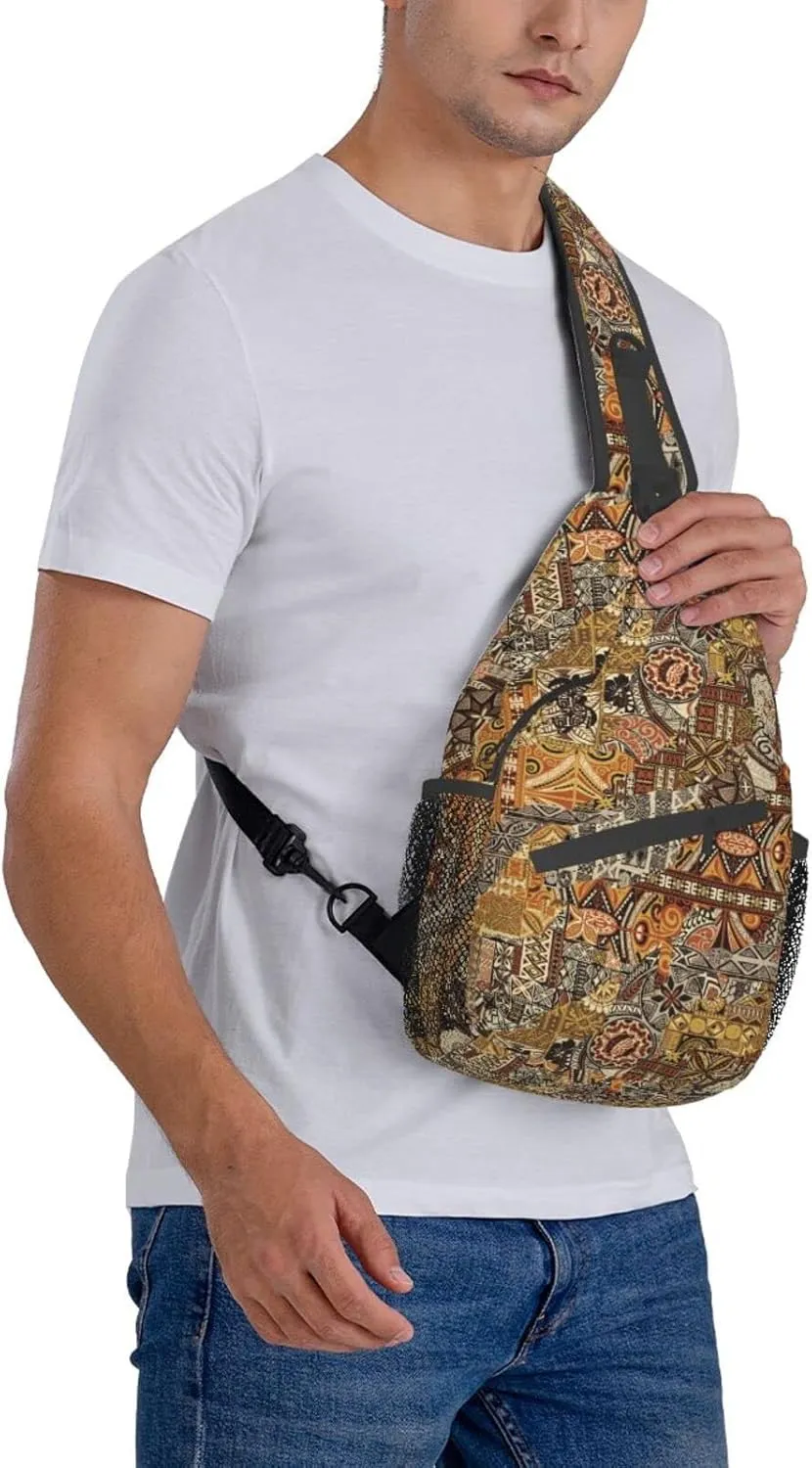 Hawaii Sling Bag Beach Crossbody Chest Daypack Casual Backpack Hawaiian Tribe Shoulder Bag For Travel Picnic