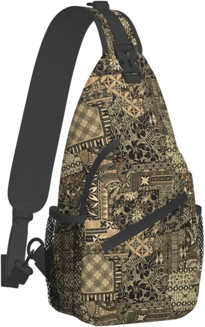 Hawaii Sling Bag Beach Crossbody Chest Daypack Casual Backpack Hawaiian Tribe Shoulder Bag For Travel Picnic