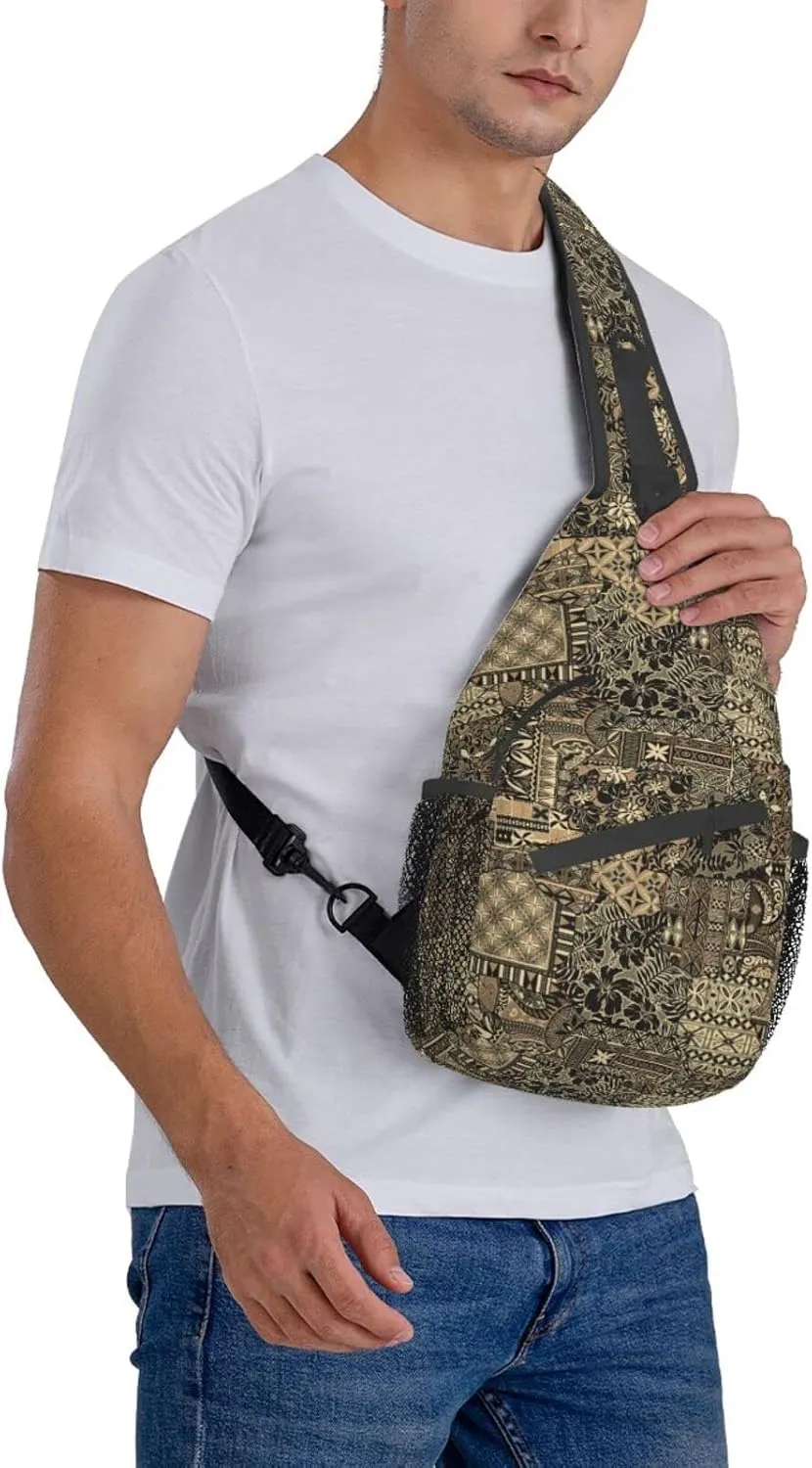 Hawaii Sling Bag Beach Crossbody Chest Daypack Casual Backpack Hawaiian Tribe Shoulder Bag For Travel Picnic