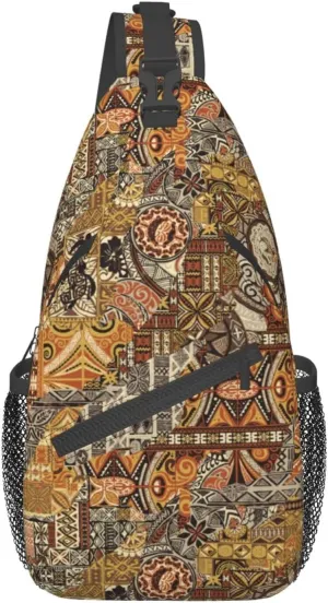 Hawaii Sling Bag Beach Crossbody Chest Daypack Casual Backpack Hawaiian Tribe Shoulder Bag For Travel Picnic