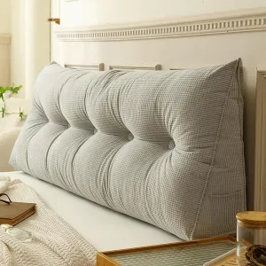 Headboard Wedge Pillow Queen Headboard Pillow Triangular Bed Rest Reading Backrest Body Bolster Cushion Back Support Long Bolster Pillow for Bed Gifts, Light Grey