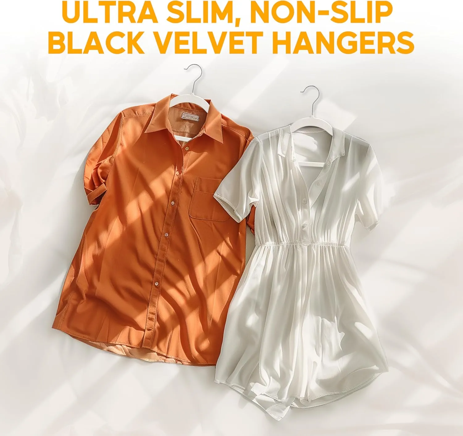 HealSmart 30 Pack Heavy Duty Velvet Hangers, Non-Slip Flocked Felt Hangers with Shoulder Notches, Hangers for Coats, Pants and Dress Clothes, White