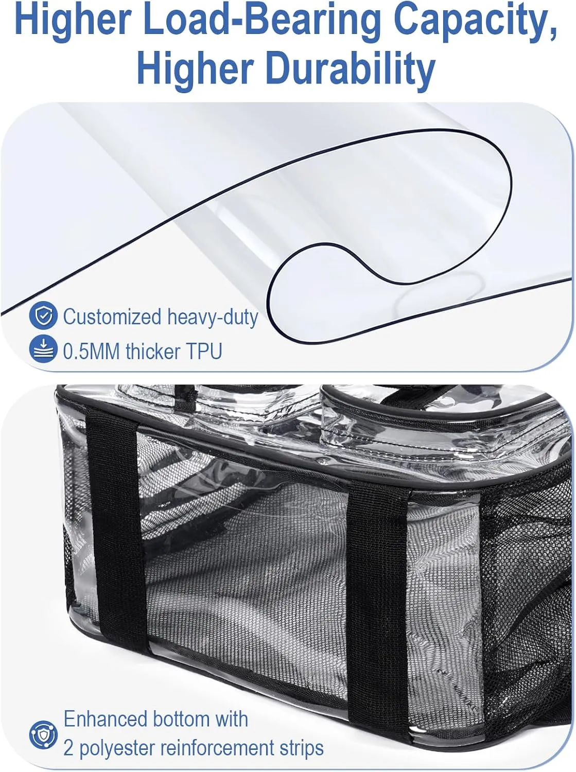 Heavy Duty Clear Backpack For Boys Girls Women Men, 17 Inch Clear Bookbag With Multi-Pockets For Sport Work Travel