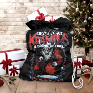 Hexonomy Krampus Santa Sack, 30 x 24 in - Cotton Canvas, Black Velvet Trim - Goth Christmas Bag, Dark Spooky Xmas, Shoulder Pack - Large Size