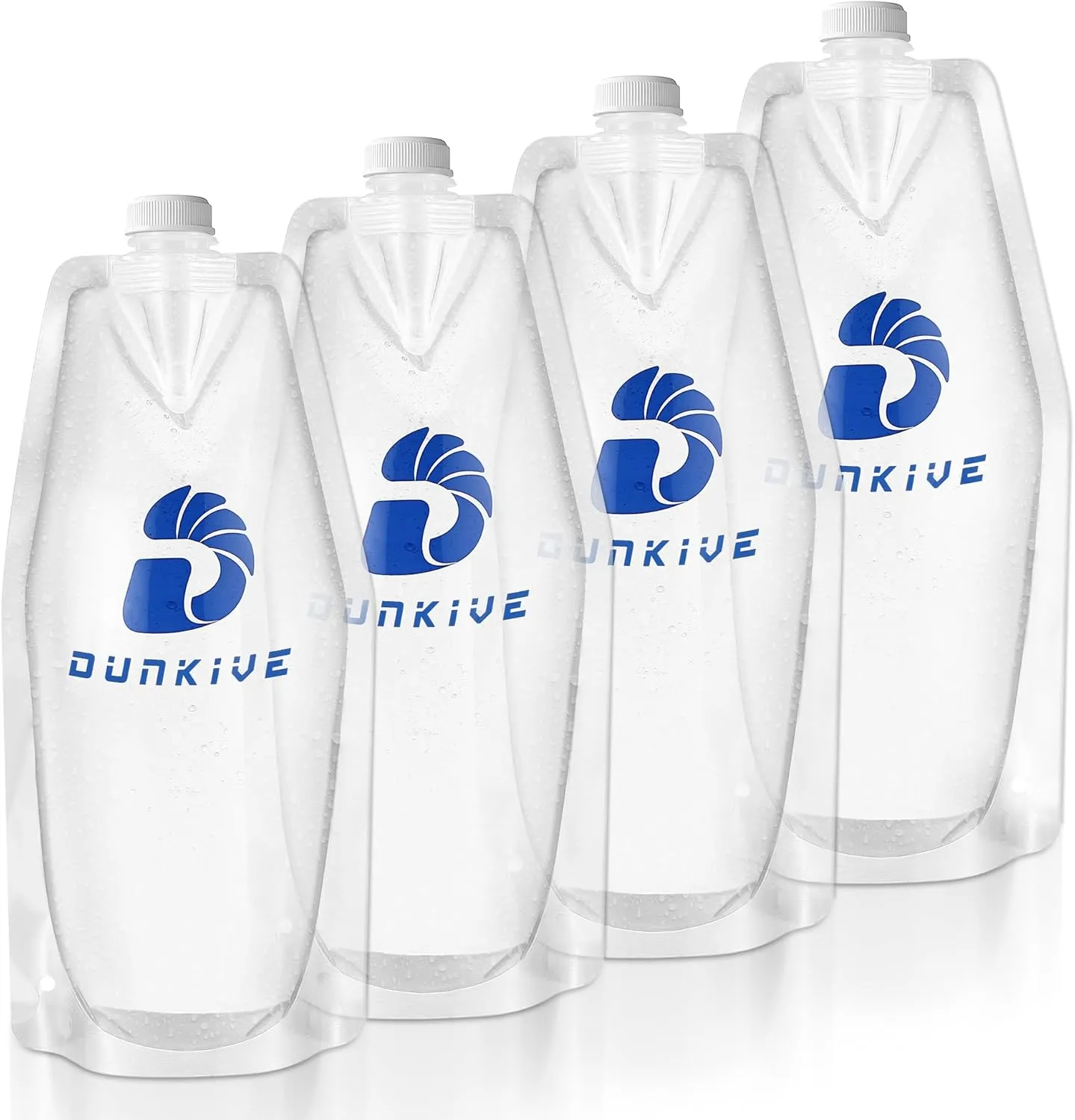 Hiking 1L Collapsible Water Bottles for Traveling Compatible with Filters, Lightweight & Durable Reusable Water Filter Bags for Camping, Hiking, Travel(4 Pack)