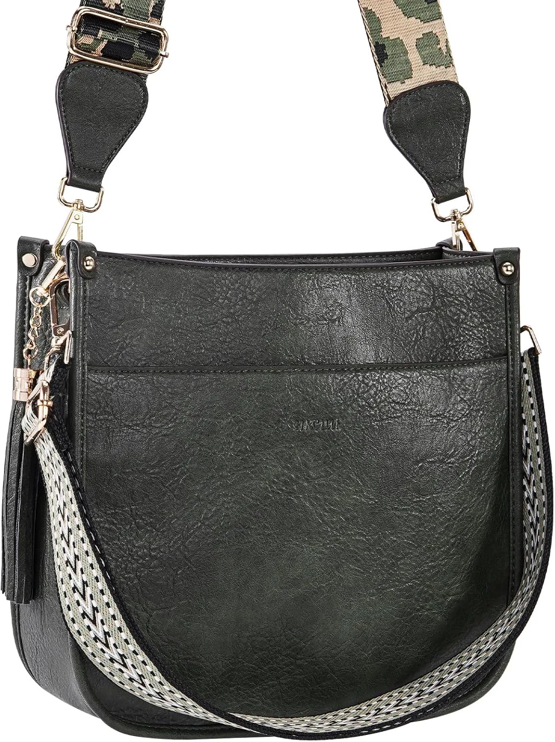 HKCLUF Crossbody Bag Purse for Women 2PCS/Set Leather Hobo Handbag Wallet Set With 2Adjustable Guitar Strap Shoulder Bag