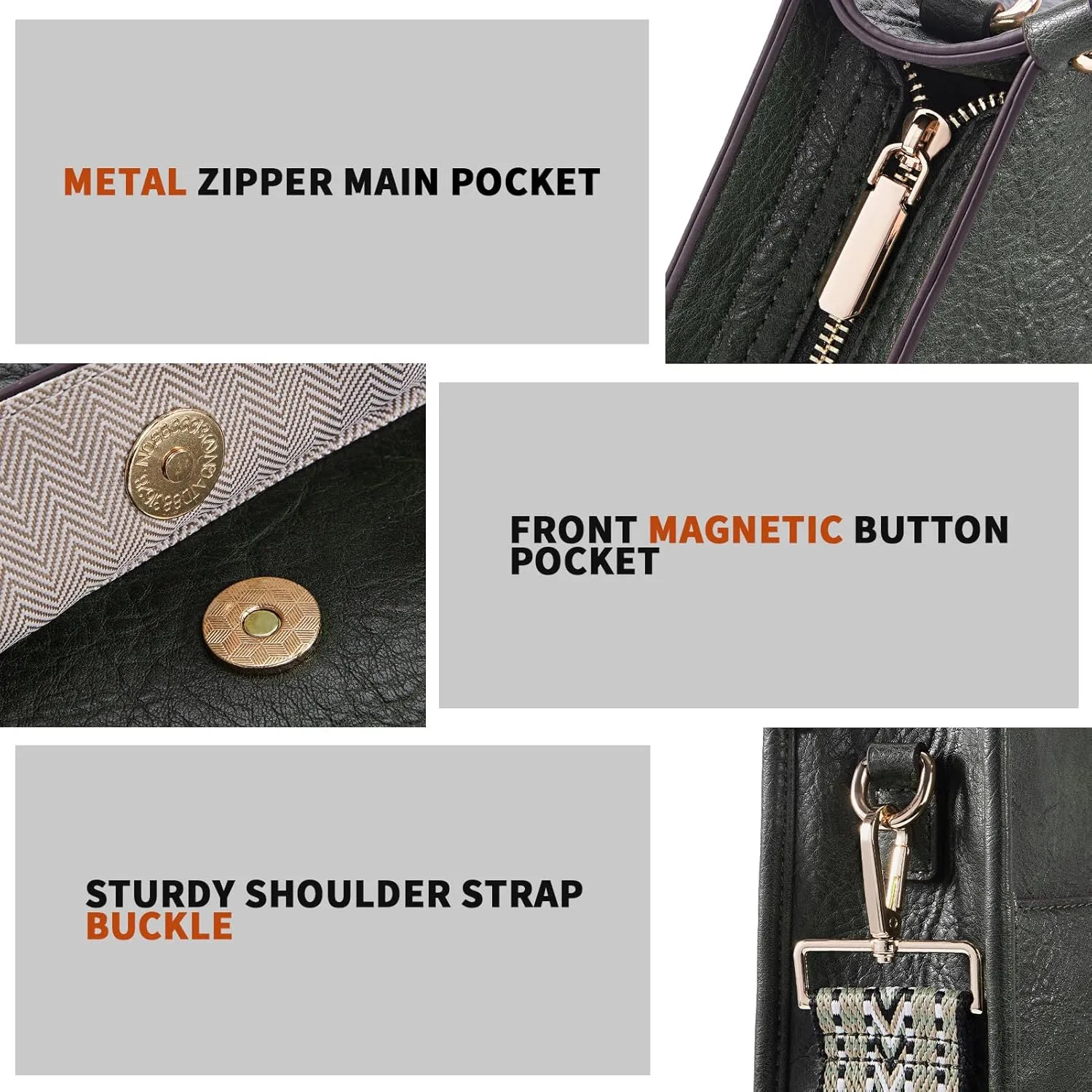 HKCLUF Crossbody Bag Purse for Women 2PCS/Set Leather Hobo Handbag Wallet Set With 2Adjustable Guitar Strap Shoulder Bag