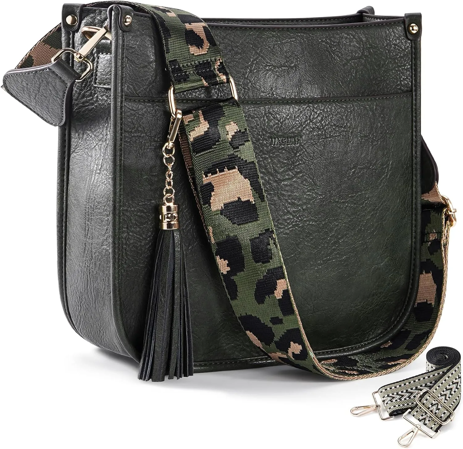 HKCLUF Crossbody Bag Purse for Women 2PCS/Set Leather Hobo Handbag Wallet Set With 2Adjustable Guitar Strap Shoulder Bag