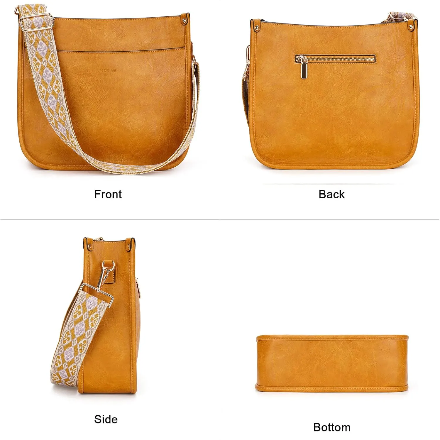 HKCLUF Vegan Leather Crossbody Bags Purse for Women Trendy Tassel Hobo Handbag Women With 2PCS Adjustable Guitar Strap