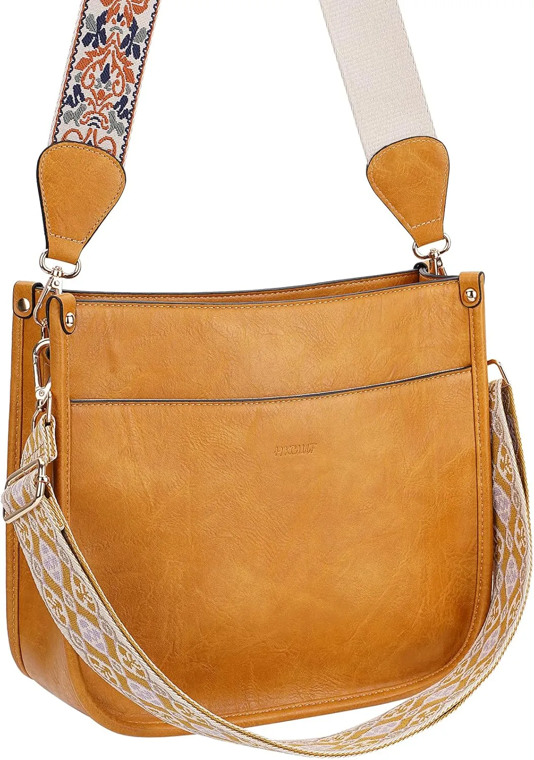 HKCLUF Vegan Leather Crossbody Bags Purse for Women Trendy Tassel Hobo Handbag Women With 2PCS Adjustable Guitar Strap