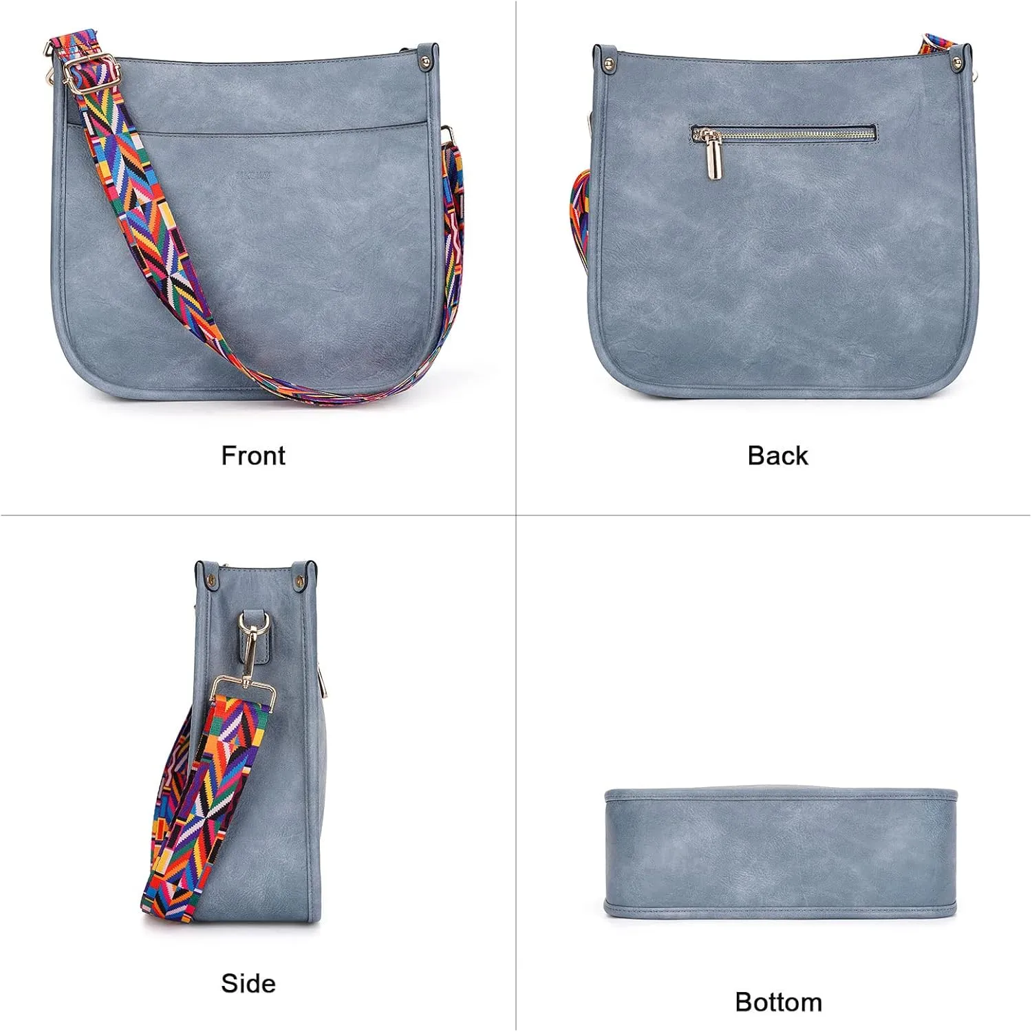 HKCLUF Vegan Leather Crossbody Bags Purse for Women Trendy Tassel Hobo Handbag Women With 2PCS Adjustable Guitar Strap
