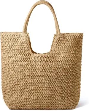 Hommtina Straw Beach Bag - Womens Crossbody Shoulder Vacation Purse for Summer