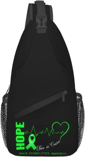 Hope For A Cure Brain Disabilities Crossbody Bags For Women Men Chest Backpack Gym Shoulder Bag Travel Outdoor Sports Casual Crossbody Bags