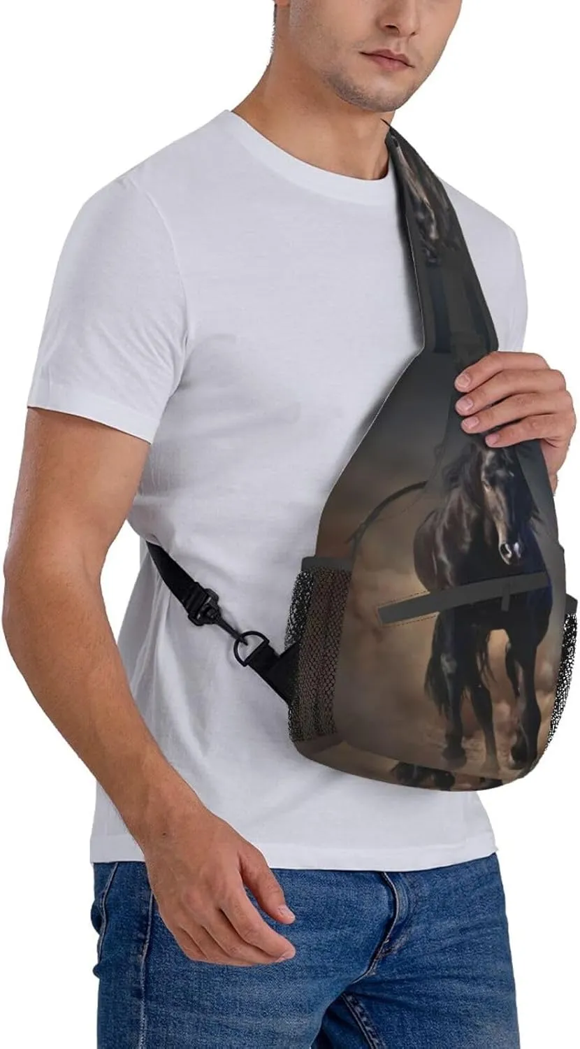 Horse Sling Bag Animal Crossbody Chest Daypack Casual Backpack Horse Shoulder Bag Horse Hiking Bag Cute Bag