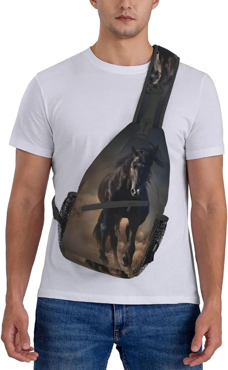 Horse Sling Bag Animal Crossbody Chest Daypack Casual Backpack Horse Shoulder Bag Horse Hiking Bag Cute Bag