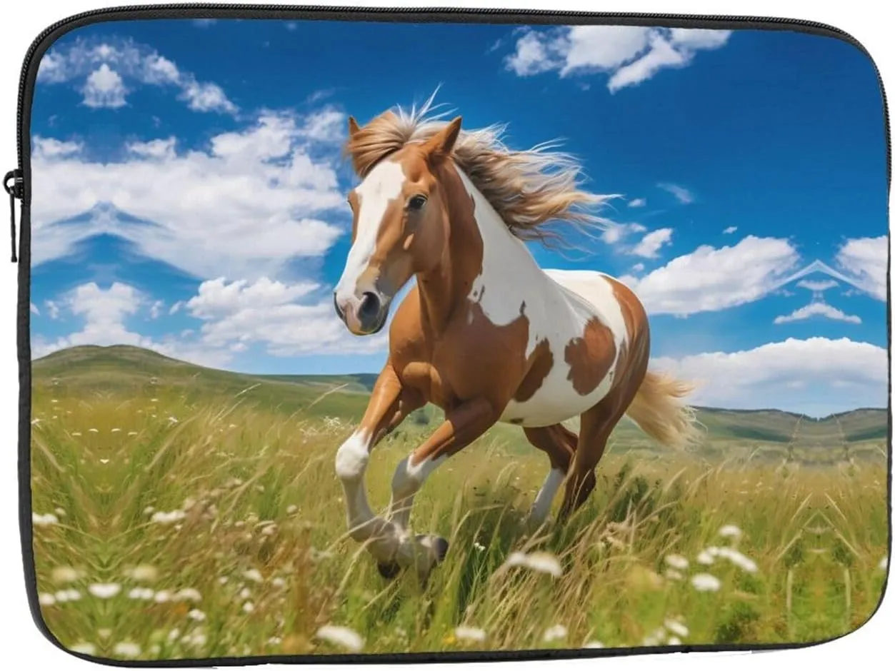 Horses on The Prairie Prints Shockproof Portable Laptop Sleeve Bag 17 inch - Protective Case for Men and Women's Business Travel, Office Daily Use