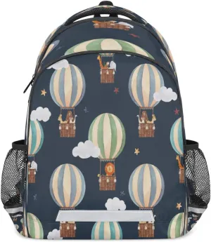 Hot Air Balloon Bear Laptop Backpack Lightweight College Backpack with Reflective Strip for Men Women Adult Casual Travel Hiking Gym Work Daypack