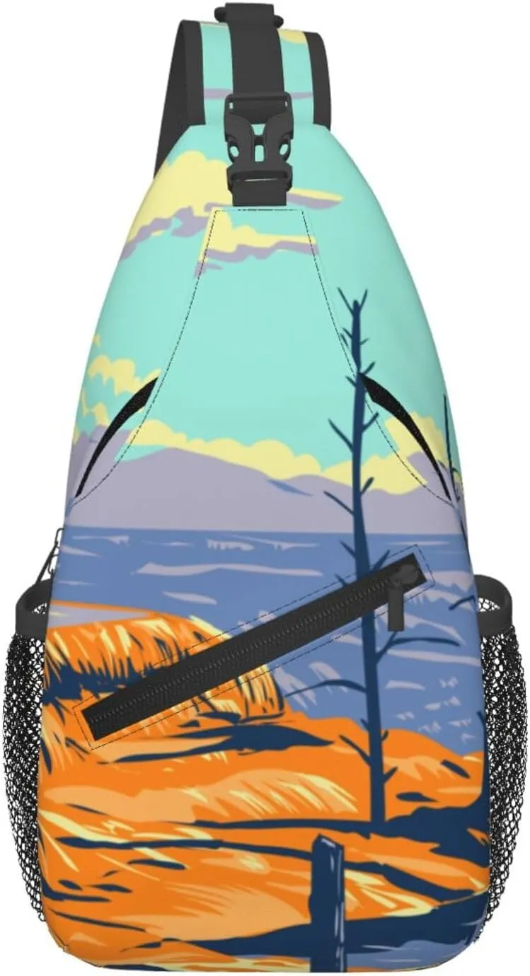 Hot Spring On A Barren Mountain Crossbody Bags For Women Men Chest Backpack Gym Shoulder Bag Travel Outdoor Sports Casual Crossbody Bags